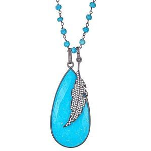 FOREVER CREATIONS Silver 65.00ct.tw. Turquoise 36in Necklace
